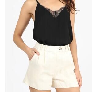 |Greylin| 100% Linen Shorts in Soft Butter Cream Pleated with Pockets Sz Small